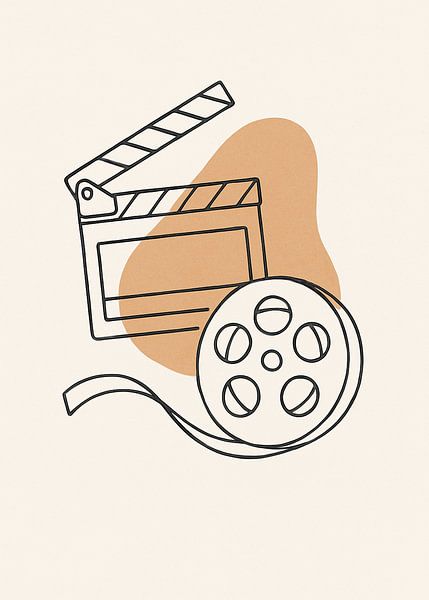 Filmposter line art (basic beige) van Mare Tema