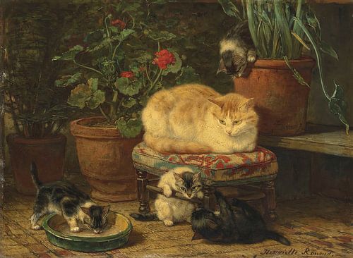 Henriëtte Ronner-Knip - Poesje aan het spelen van Peter Balan