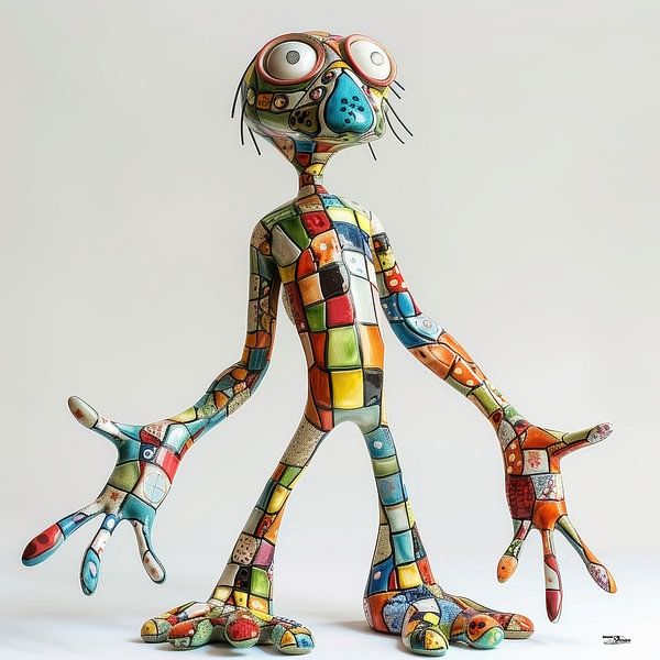 kleurig whimsical poppetje van Gelissen Artworks
