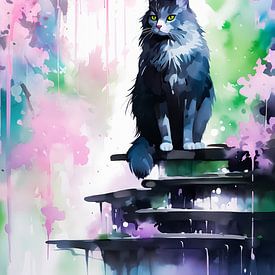 Maine Coon im Anime-Stil von PrintiSky