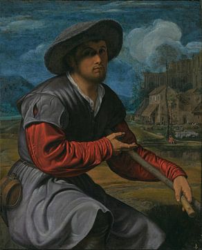Giovanni Girolamo Savoldo, Herder met fluit, ca 1525 van Atelier Liesjes