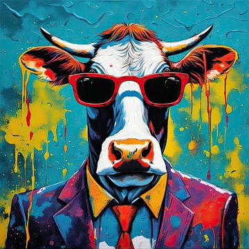 Pop Art Cow 01.14 sur Blikvanger Schilderijen