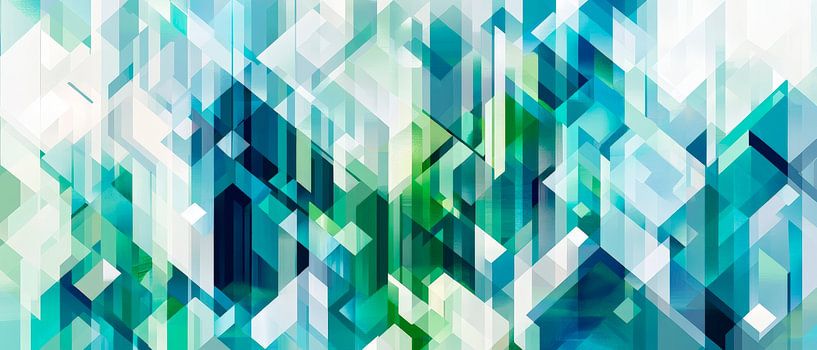 Abstract geometry in blue and green by Poster Art Shop