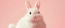 Lapin blanc sur fond délicat sur Poster Art Shop