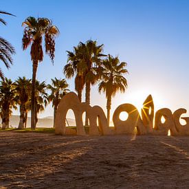 Malaga, strand Playa de La Malagueta - Spanje van Gerard van de Werken