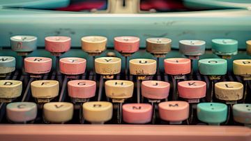 Retro toetsenbord typemachine in pastel van Vlindertuin-Art