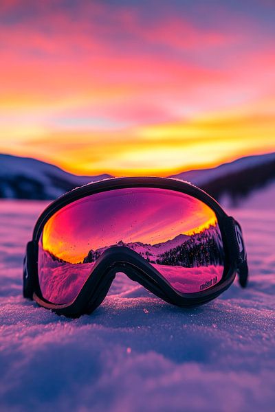 Sunset over ski goggles by Poster Art Shop