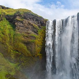 Skogafoss : violence de l'eau et mousse verte sur Discover Dutch Nature