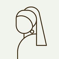 Het Meisje met de Parel abstract lijn illustratie