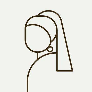 La fille à la boucle d'oreille abstraite illustration linéaire sur Michel Rijk