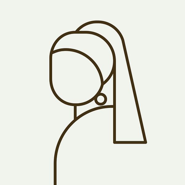 Das Mädchen mit dem Perlenohrring abstrakte Linie Illustration von Michel Rijk