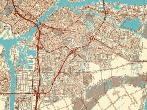 Kaart van Dordrecht in de stijl Blauw & Crème