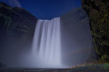 Skogafoss waterfall with rainbow, Iceland