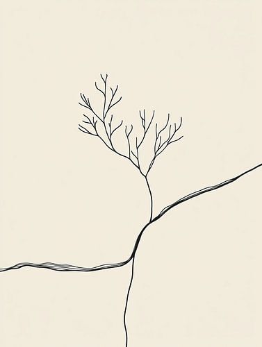 Dessin au trait minimaliste représentant une branche d'arbre