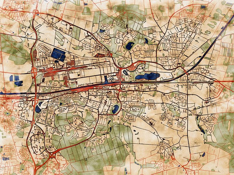 Map of Wolfsburg with the style 'Serene Summer' by Maporia