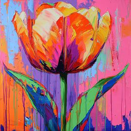 Abstrakte Blume farbenfrohe Tulpe von Wilma Mesman