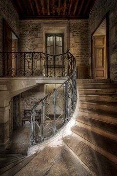 Staircase in abandoned castle by Kelly van den Brande