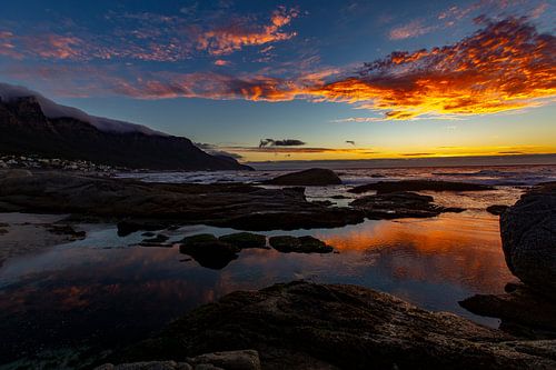 Zonsondergang, Bloubergstrand Beach, Zuid-Afrika