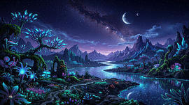 Ätherische, biolumineszente Nachtlandschaft von Markus Gann