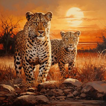 Leopard in savannah by TheXclusive Art
