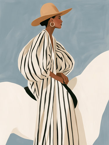 Woman riding a horse, boho style