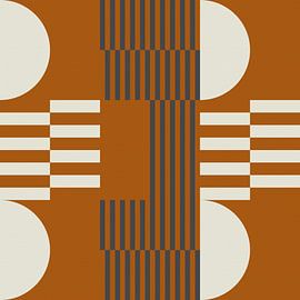 Abstrakter geometrischer Retro-Stil in Dunkelgold, Taupe, Grau XX von Dina Dankers