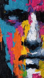 Verzerrte, tropfende Figur – sich selbst verschlingendes, abstraktes, surrealistisches Porträtgemälde von Aden Pink Studio