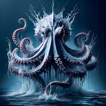 Majestätischer Oktopus in dynamischen Wassereffekten