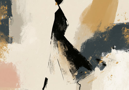 Minimalist fashion illustration in muted earth tones