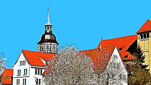 the city tower in Backnang mixed media