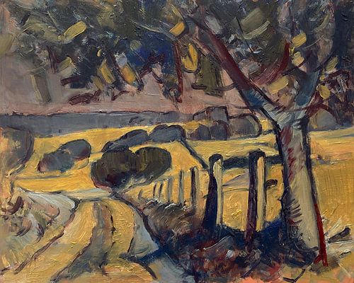 Tree along country road