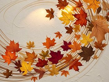 Golden Autumn Flow - Art d'automne horizontal