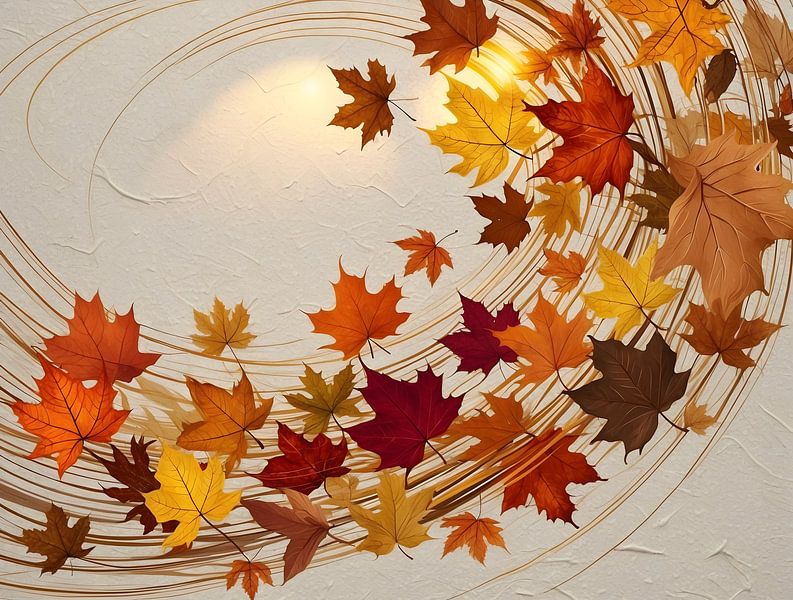 Golden Autumn Flow - Art d'automne horizontal par Manuela Dekkers