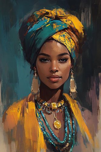 Tribal vrouwelijk portret kunst