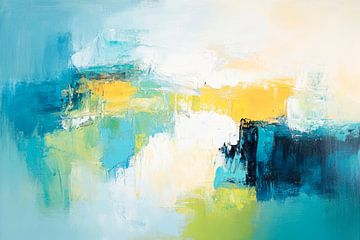 Abstracte kleuren aquarel in blauwgroen van Poster Art Shop