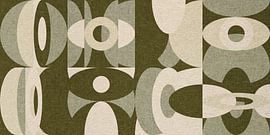 Abstrakte industrielle Geometrie im Bauhaus-Stil in Pastellgrün, Beige, Schwarz II von Dina Dankers