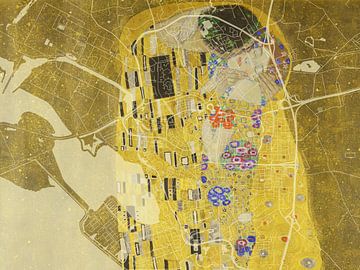 Map of Bergen op Zoom with the Kiss by Gustav Klimt by Map Art Studio