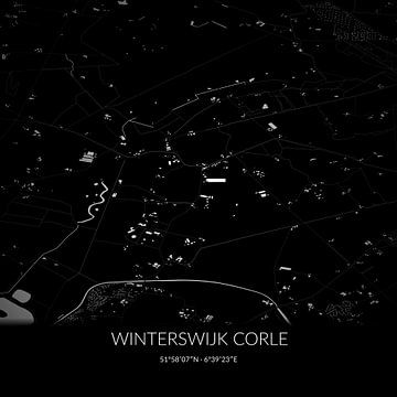 Zwart-witte landkaart van Winterswijk Corle, Gelderland. van Rezona