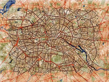 Karte von Berlin im stil 'Serene Summer' von Maporia