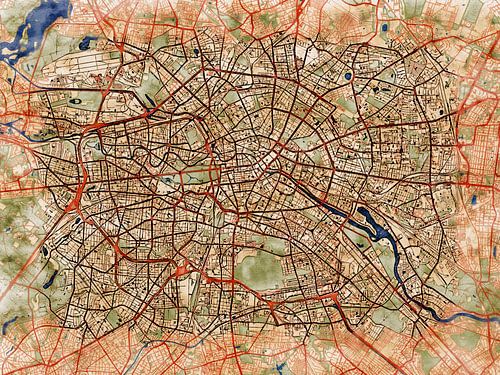 Kaart van Berlijn in de stijl 'Serene Summer'