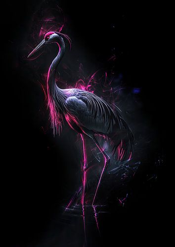 Peinture du héron néon