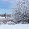 View across the Warnow to the Hanseatic City of Rostock in winter by Rico Ködder