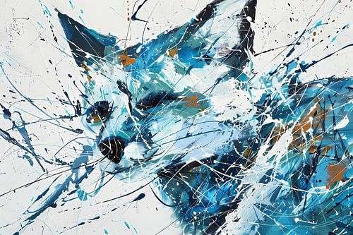Abstract schilderij van een dynamische vos
