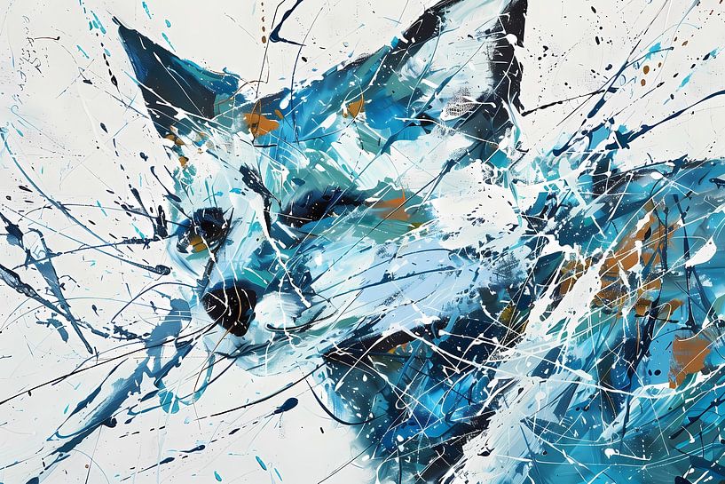 Abstract schilderij van een dynamische vos van Art & Soul Creations