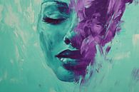 Vrouw Portret in Turquoise Droomtoestand van Eva Lee thumbnail