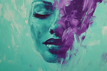 Vrouw Portret in Turquoise Droomtoestand van Eva Lee