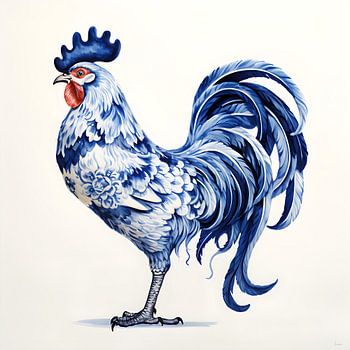 Rooster in Delft Blue