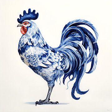 Coq en bleu de Delft sur Lauri Creates