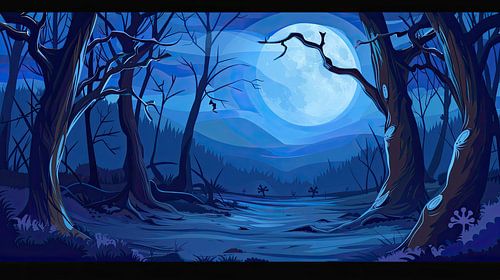 Nuit sous la pleine lune - Halloween Art&quot ;