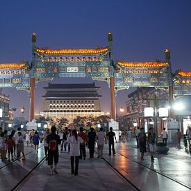 Qianmen Shopping Street, Tower and Ceremonial Arch 01 Evening by Ben Nijhoff